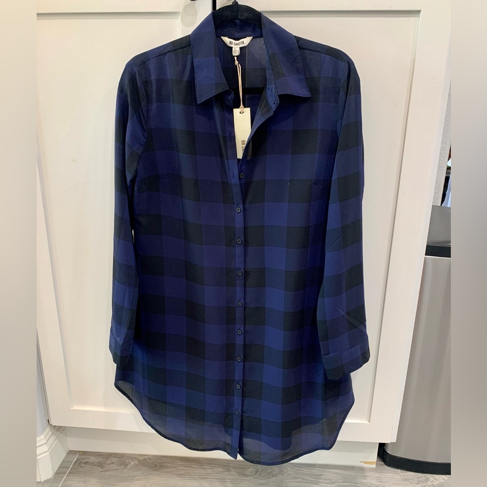 NWT BB Dakota Buffalo Checked Plaid Shirt Dress with Slip